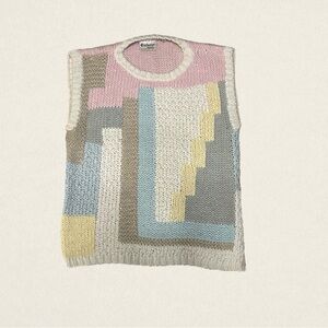Vintage Exclusive Imports Multicoloured pastel colorblock knitted sweater vest